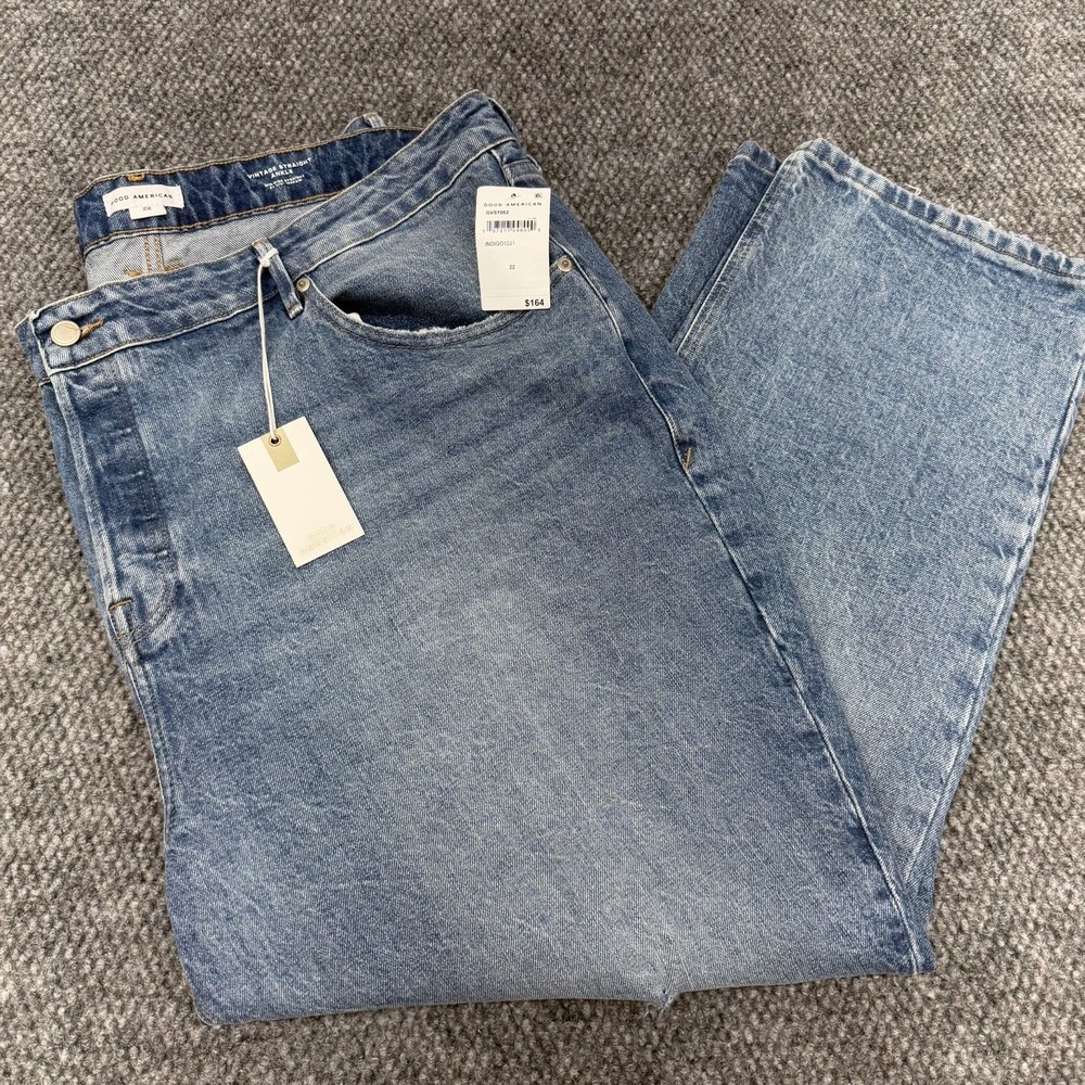 Good American Women's Plus Size 22x27 Vintage Straight Ankle Jeans Blue